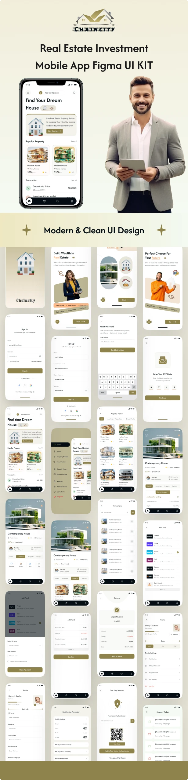 ChainCity – Real Estate Investment Mobile App Figma Template