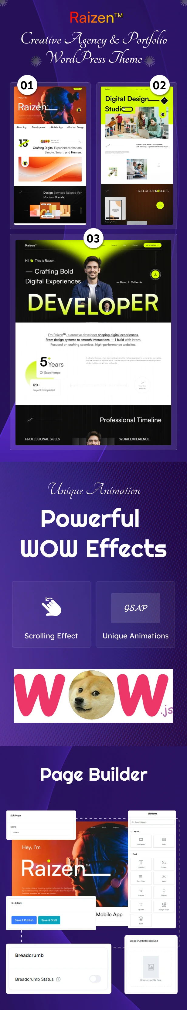 Raizen - Creative Agency Portfolio WordPress Theme - 1